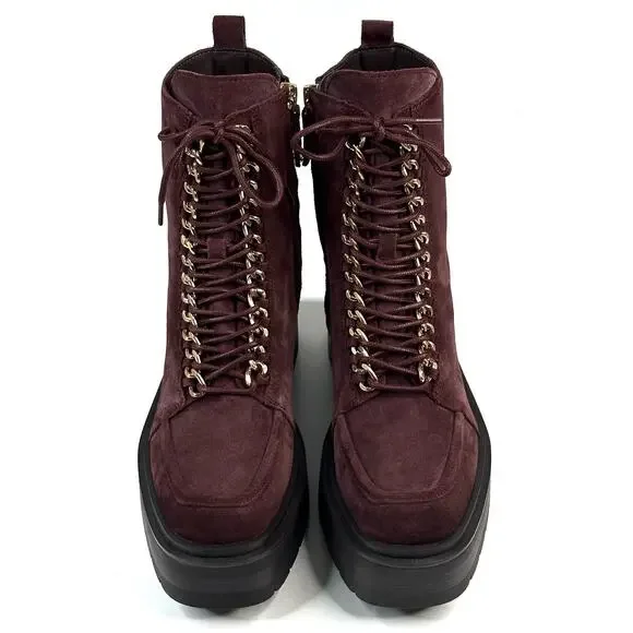 Sam Edelman Lovrin Platform Combat Boots Spiced Pecan Suede Women's 7M Zip New - Picture 2 of 11